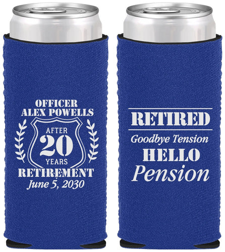 Custom Retirement Neoprene Slim Can Coolers - Police Officer | 150011