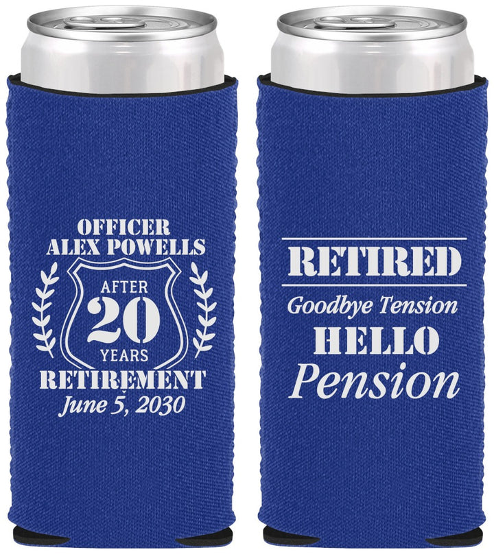 Custom Retirement Neoprene Slim Can Coolers - Police Officer | 150011