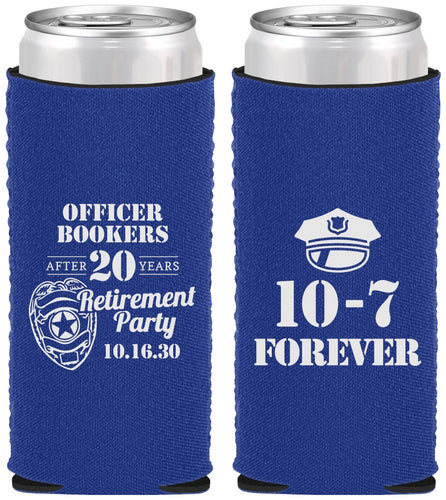 Custom Retirement Neoprene Slim Can Coolers - Police Officer | 150012