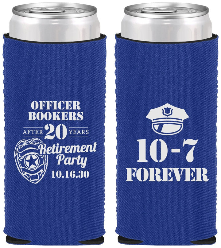 Custom Retirement Neoprene Slim Can Coolers - Police Officer | 150012