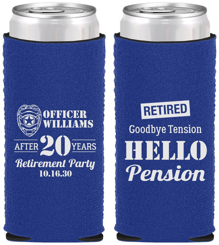 Custom Retirement Neoprene Slim Can Coolers - Police Officer | 150013