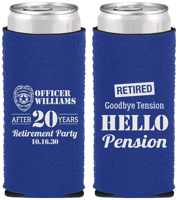 Custom Retirement Neoprene Slim Can Coolers - Police Officer | 150013