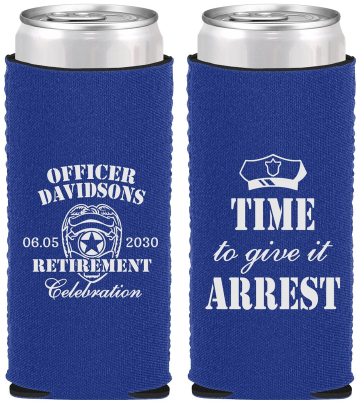 Custom Retirement Neoprene Slim Can Coolers - Police Officer | 150014