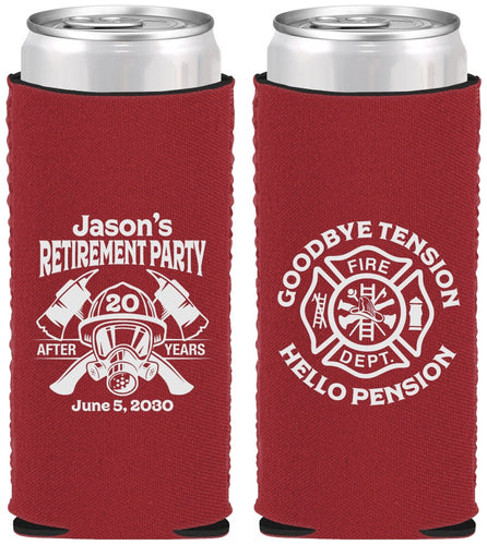 Custom Retirement Neoprene Slim Can Coolers - Firefighter | 150015
