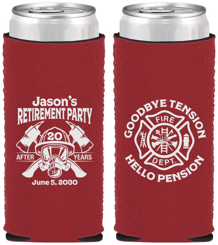 Custom Retirement Neoprene Slim Can Coolers - Firefighter | 150015
