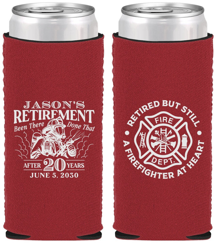 Custom Retirement Neoprene Slim Can Coolers - Firefighter | 150016