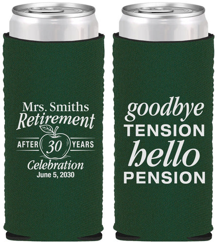 Custom Retirement Neoprene Slim Can Coolers - Teacher | 150020