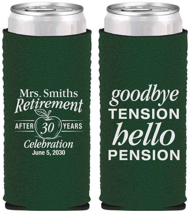 Custom Retirement Neoprene Slim Can Coolers - Teacher | 150020