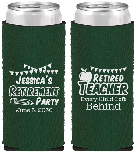 Custom Retirement Neoprene Slim Can Coolers - Teacher | 150021
