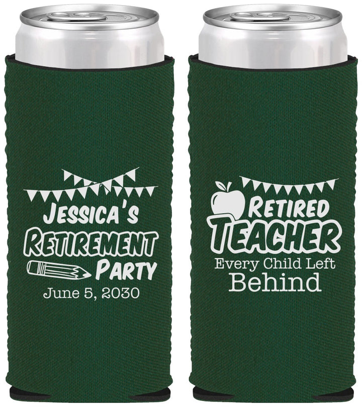 Custom Retirement Neoprene Slim Can Coolers - Teacher | 150021