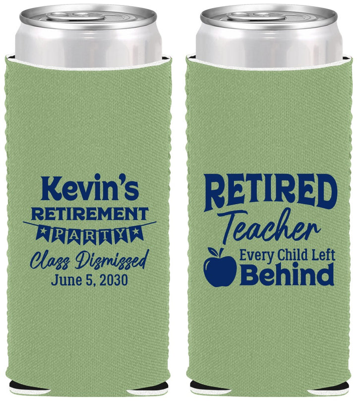 Custom Retirement Neoprene Slim Can Coolers - Teacher | 150022