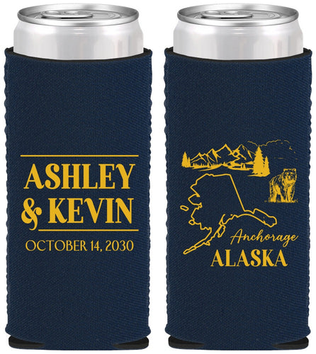 Custom Wedding Neoprene Slim Can Coolers - Alaska | 151