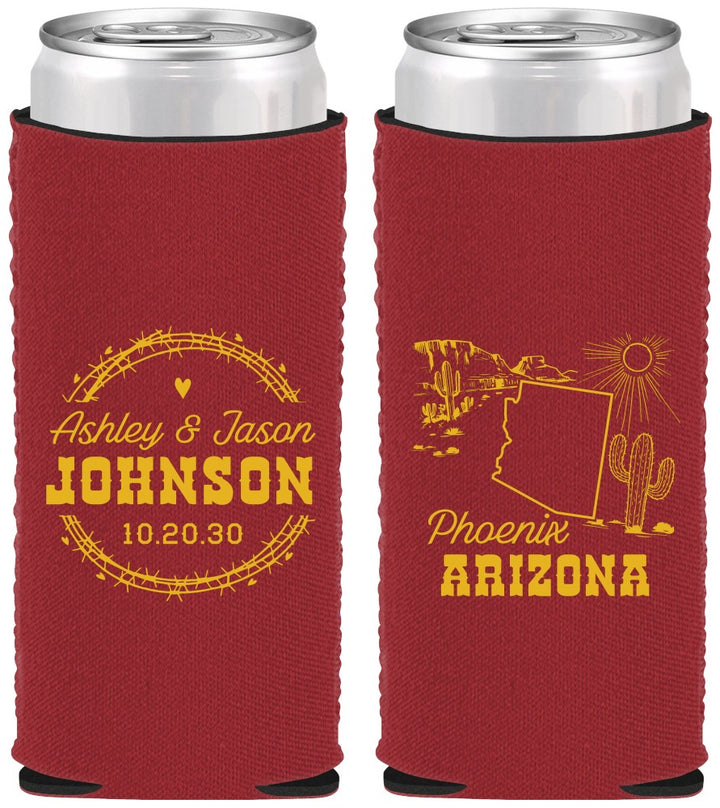 Custom Wedding Neoprene Slim Can Coolers - Arizona | 152