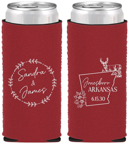 Custom Wedding Neoprene Slim Can Coolers - Arkansas | 153