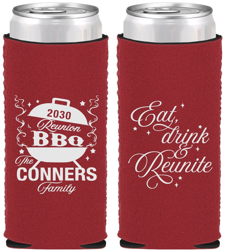 Custom Family Reunion Neoprene Slim Can Coolers - Bbq Eat Drink Reunite | 160000
