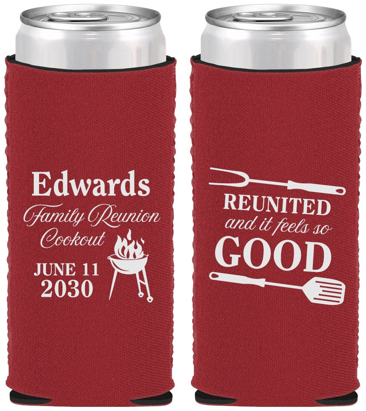 Custom Family Reunion Neoprene Slim Can Coolers - Bbq Reunited | 160001