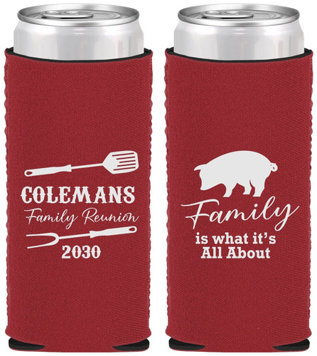 Custom Family Reunion Neoprene Slim Can Coolers - Bbq Barbeque | 160002