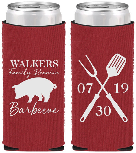 Custom Family Reunion Neoprene Slim Can Coolers - Bbq Barbeque | 160003