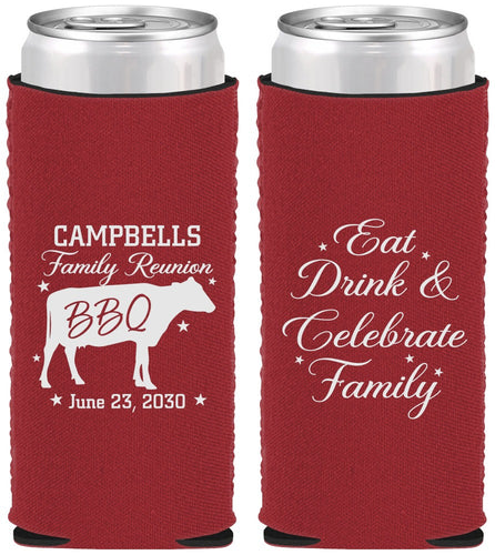 Custom Family Reunion Neoprene Slim Can Coolers - Bbq Eat Drink | 160004
