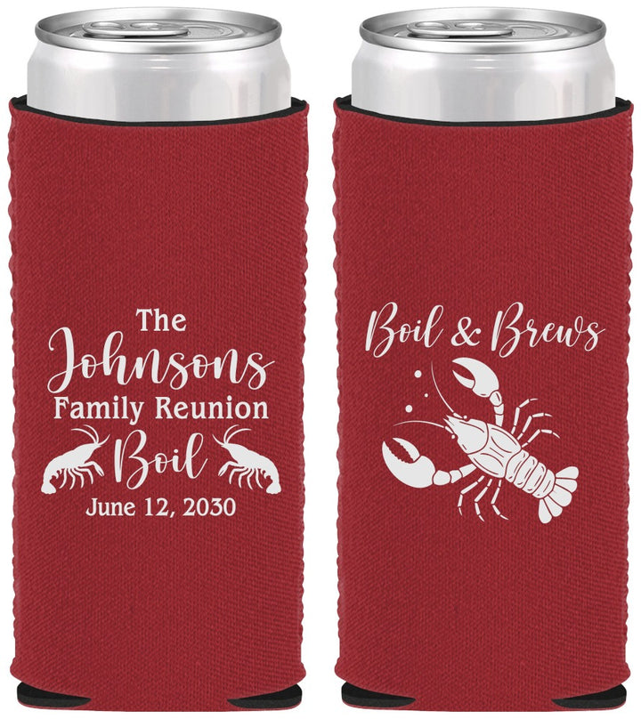 Custom Family Reunion Neoprene Slim Can Coolers - Crawfish Boil | 160005