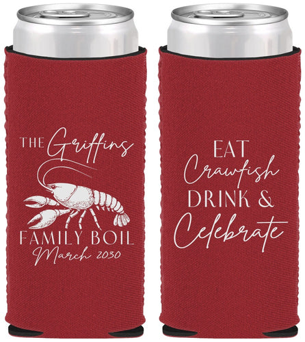 Custom Family Reunion Neoprene Slim Can Coolers - Crawfish Boil | 160007