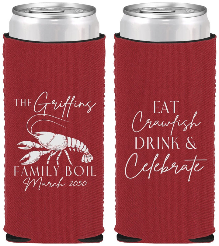 Custom Family Reunion Neoprene Slim Can Coolers - Crawfish Boil | 160007