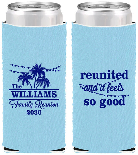 Custom Family Reunion Neoprene Slim Can Coolers - Beach Reunited | 160010