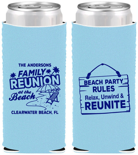 Custom Family Reunion Neoprene Slim Can Coolers - Beach Reunite | 160011