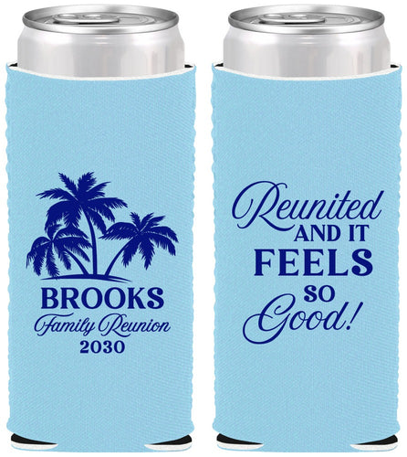 Custom Family Reunion Neoprene Slim Can Coolers - Beach Reunited | 160017
