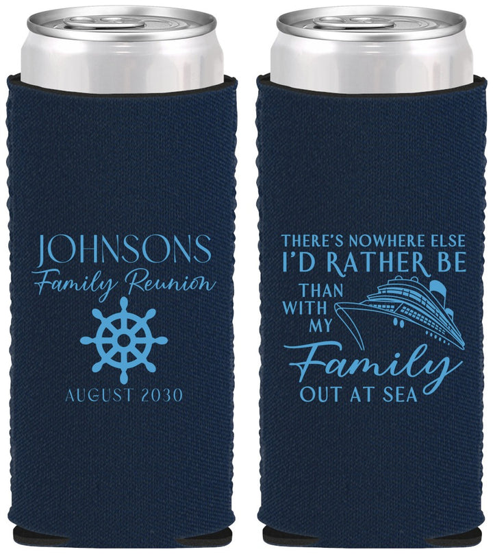 Custom Family Reunion Neoprene Slim Can Coolers - Cruise Nautical | 160024
