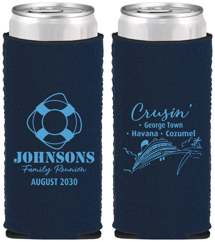 Custom Family Reunion Neoprene Slim Can Coolers - Cruise Crusin | 160025