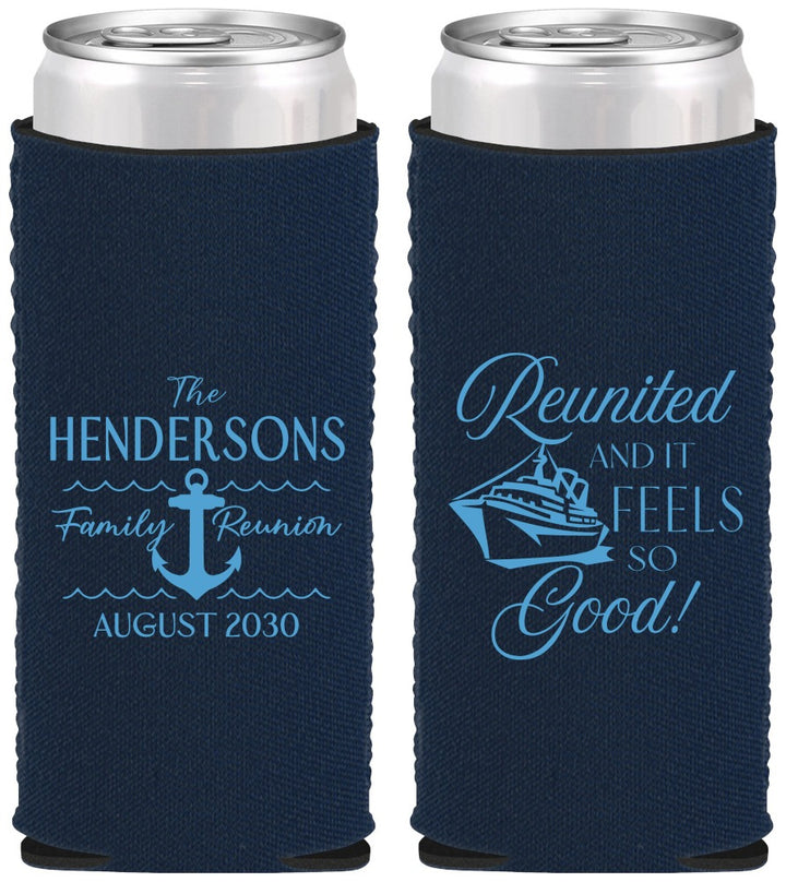 Custom Family Reunion Neoprene Slim Can Coolers - Cruise Anchor | 160027