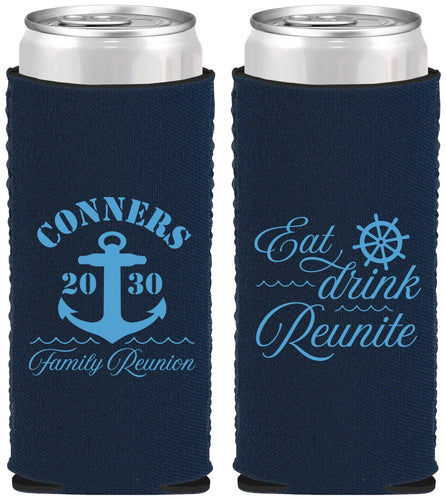 Custom Family Reunion Neoprene Slim Can Coolers - Cruise Anchor | 160028