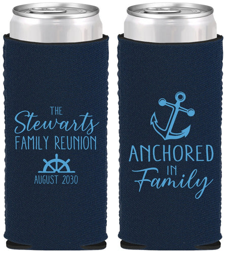 Custom Family Reunion Neoprene Slim Can Coolers - Cruise Anchor | 160029
