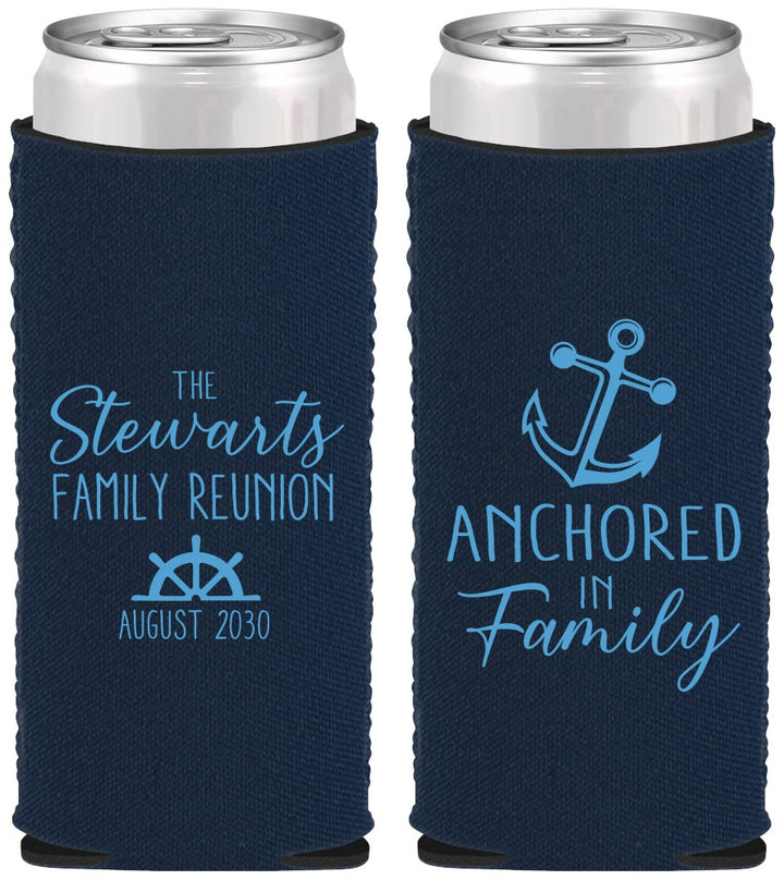 Custom Family Reunion Neoprene Slim Can Coolers - Cruise Anchor | 160029