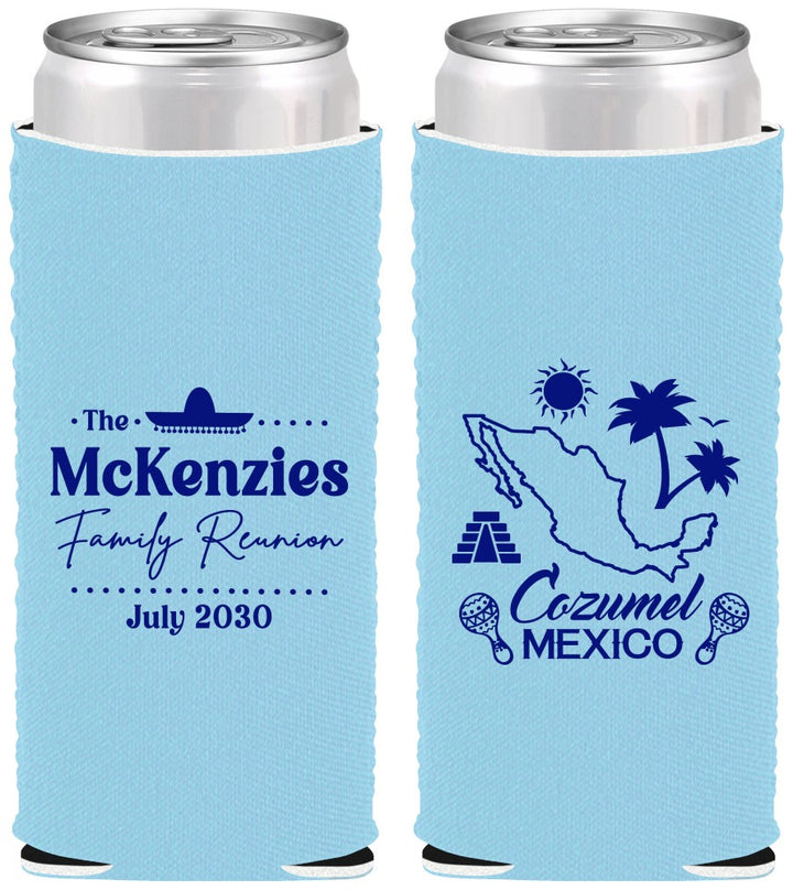 Custom Family Reunion Neoprene Slim Can Coolers - Mexico | 160033