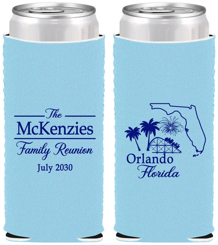 Custom Family Reunion Neoprene Slim Can Coolers - Orlando Florida | 160035