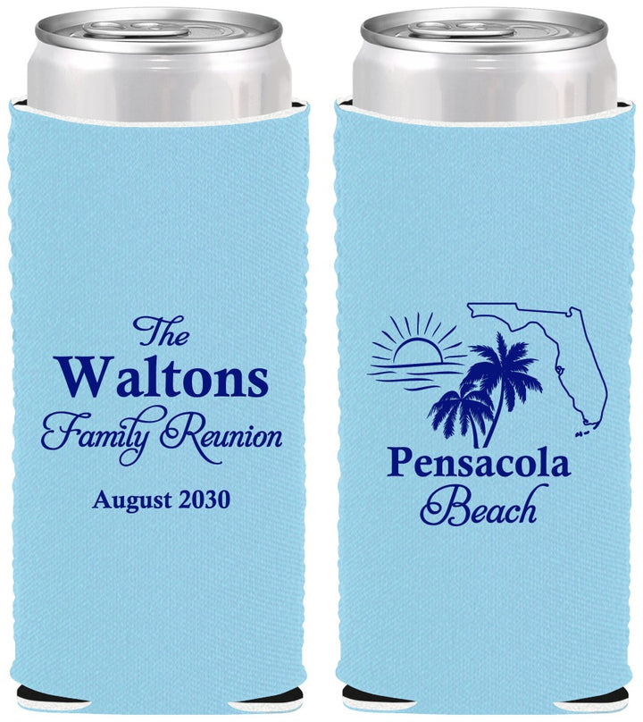 Custom Family Reunion Neoprene Slim Can Coolers - Florida Beach | 160036