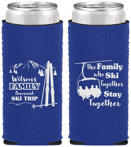 Custom Family Reunion Neoprene Slim Can Coolers - Ski Trip | 160040
