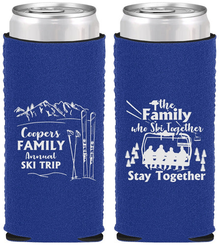 Custom Family Reunion Neoprene Slim Can Coolers - Ski Trip | 160041