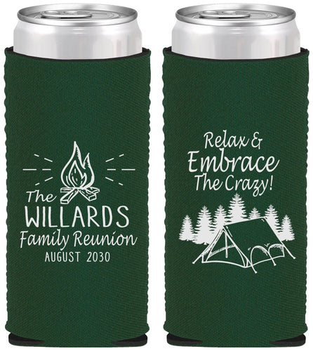 Custom Family Reunion Neoprene Slim Can Coolers - Camping | 160045