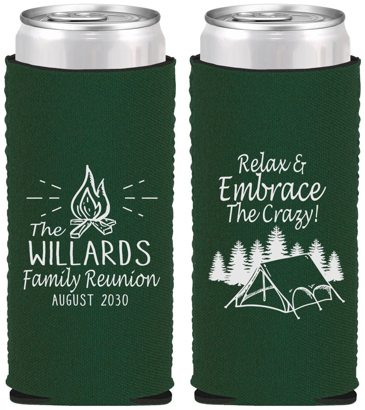 Custom Family Reunion Neoprene Slim Can Coolers - Camping | 160045