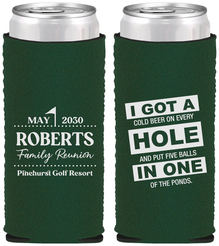 Custom Family Reunion Neoprene Slim Can Coolers - Golf | 160049