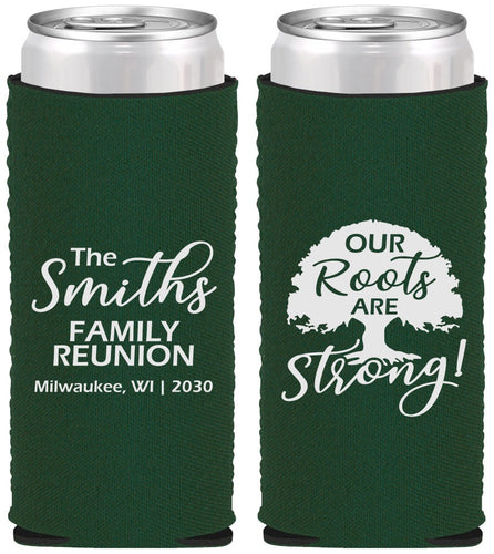 Custom Family Reunion Neoprene Slim Can Coolers - Our Roots Are Strong | 160051