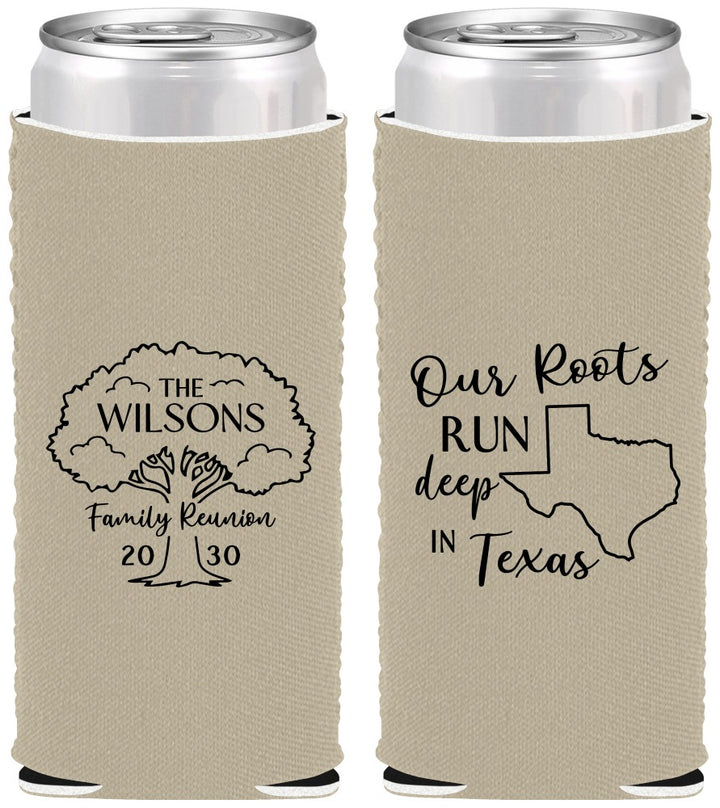 Custom Family Reunion Neoprene Slim Can Coolers - Texas | 160055