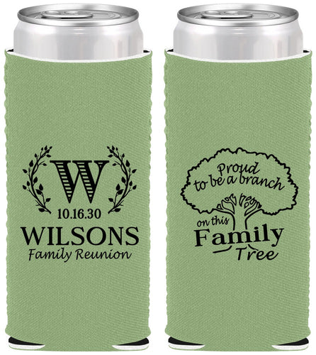 Custom Family Reunion Neoprene Slim Can Coolers - Monogram Tree | 160056