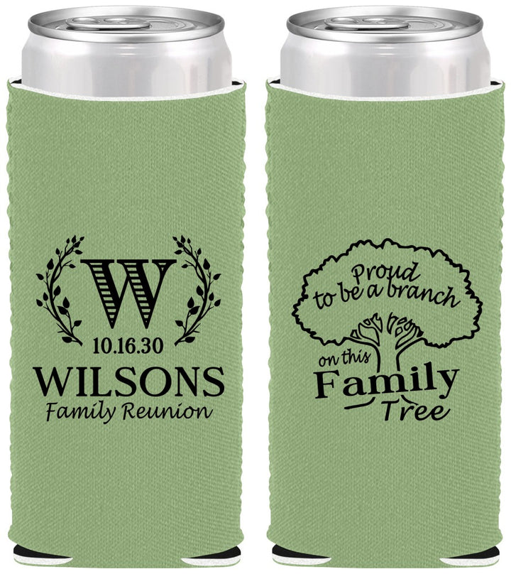 Custom Family Reunion Neoprene Slim Can Coolers - Monogram Tree | 160056