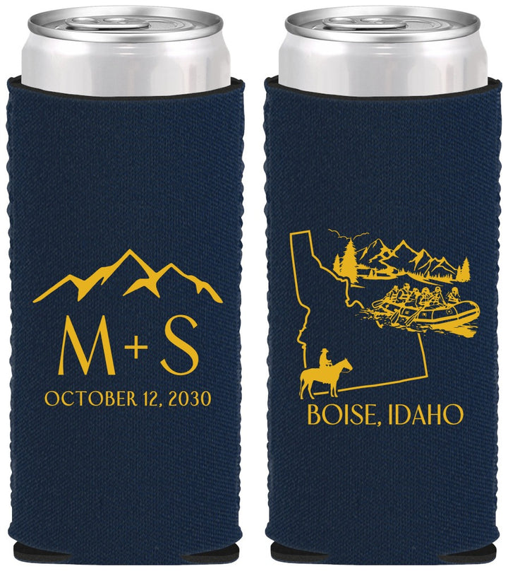 Custom Wedding Neoprene Slim Can Coolers - Idaho | 161