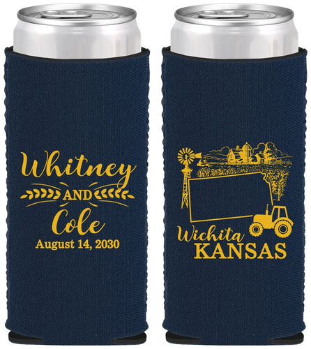 Custom Wedding Neoprene Slim Can Coolers - Kansas | 165