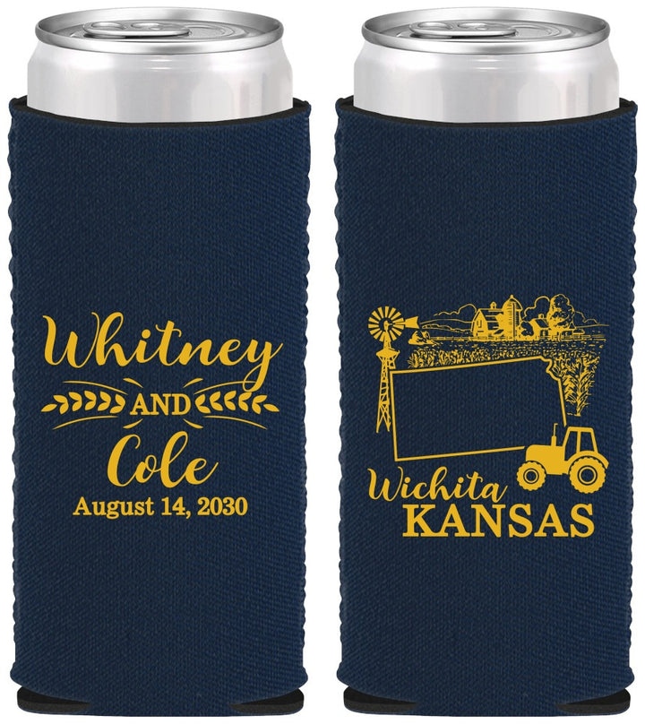 Custom Wedding Neoprene Slim Can Coolers - Kansas | 165